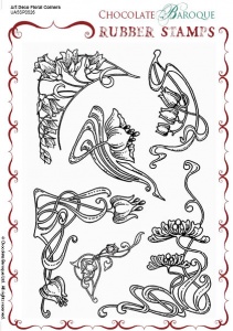 Art Deco Floral Corners  Rubber Stamp sheet - A5